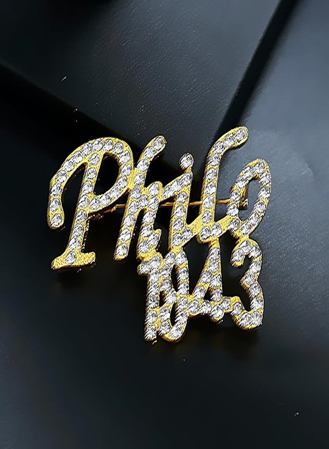 بروش ذهبي معدني مرصع بأحجار الراين على شكل حرف من جمعية PHILO 1943 النسائية - مجوهرات أخوية للنساء - Image 5